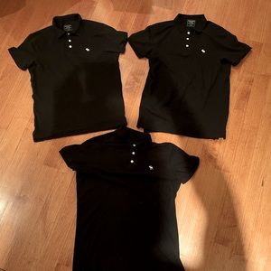 Abercrombie and Fitch black icon polo medium 3x pack bundle
